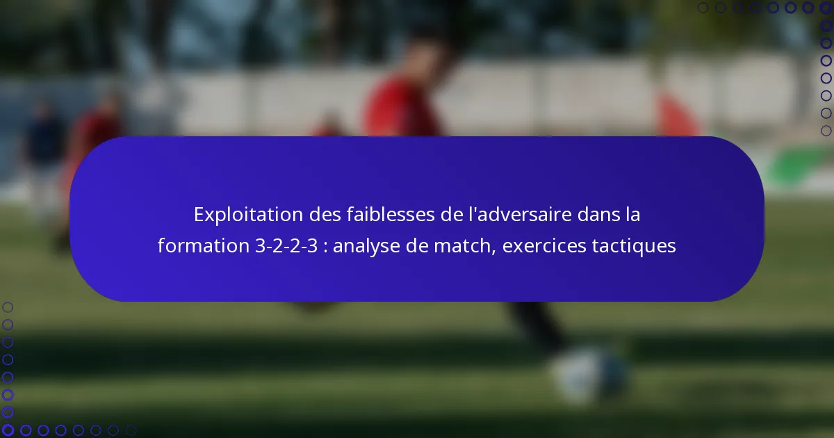 Exploitation des faiblesses de l’adversaire dans la formation 3-2-2-3 : analyse de match, exercices tactiques