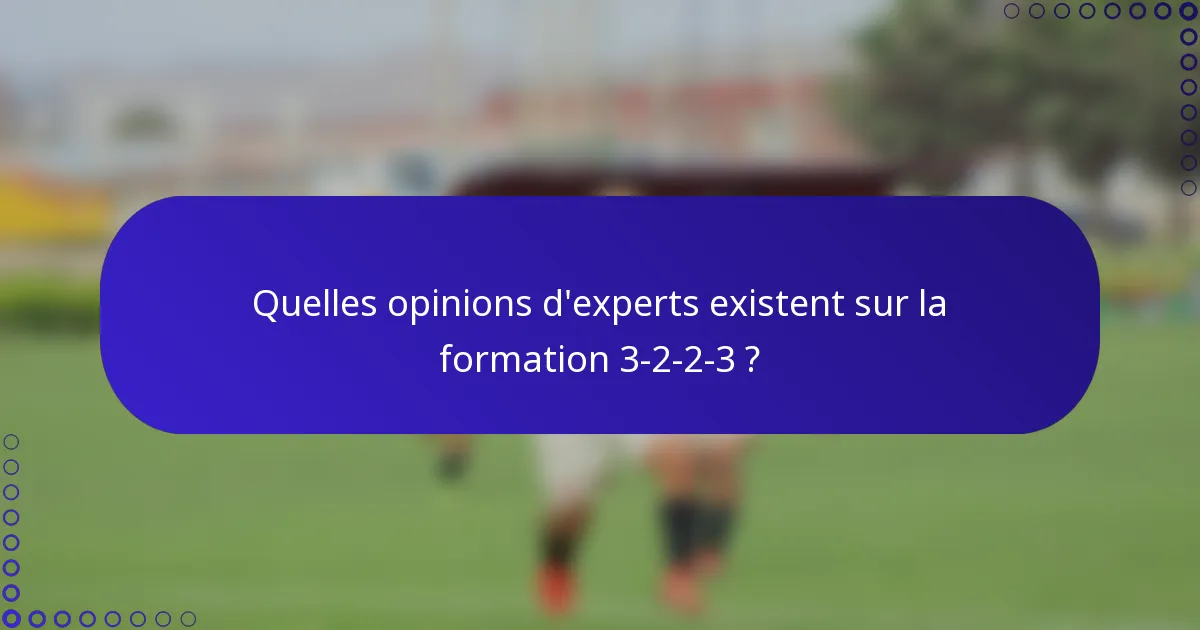 Quelles opinions d'experts existent sur la formation 3-2-2-3 ?
